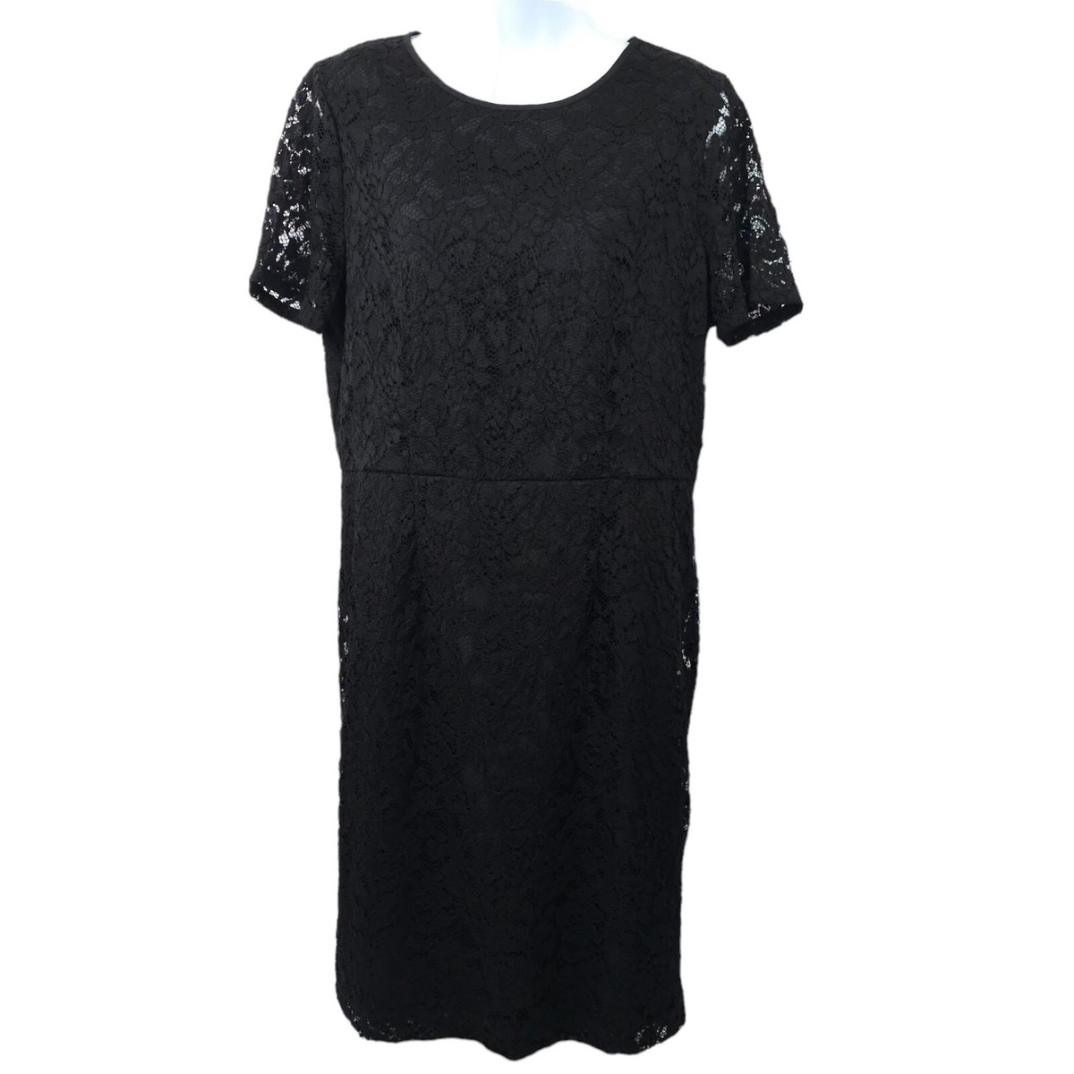 Liz Claiborne Lace Above Knee Dress Womens Size 10 Back Zip Lined Slit Black NEW Liz Claiborne Lace Above Knee Dress Womens Size 10 Back Zip Lined Slit Black NEW