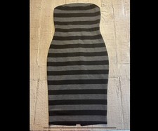 Express Black & Gray Striped Strapless Bodycon Dress Size 4