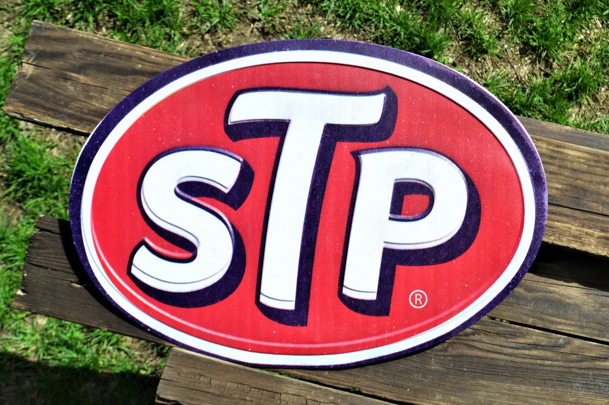 STP Embossed Tin Metal Sign - Motor Oil Treatment - The Racer's