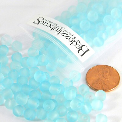 100 Matte Frosted Translucent 6mm x 5mm Round Glass Jewelry Beads w/ 1.2mm Hole