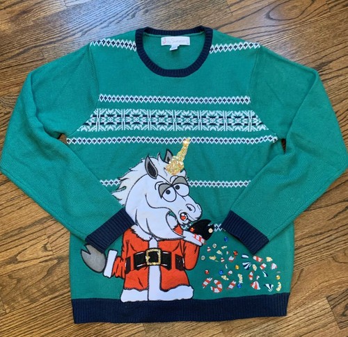 Ugly Christmas Sweater Puking Unicorn 