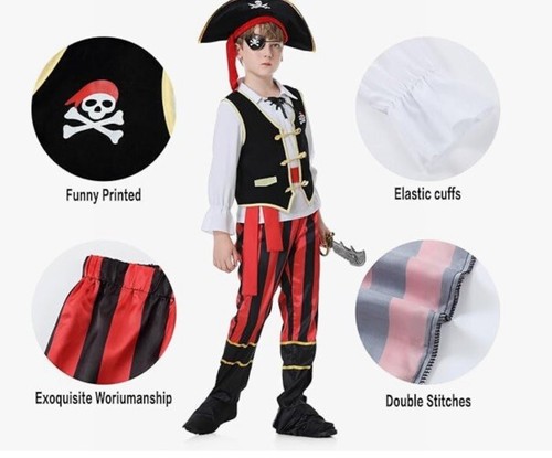 Pirate Costume Kids 3-4 years Dress Up Set Book Day Fancy Party Cosplay Outfit - Picture 4 of 6
