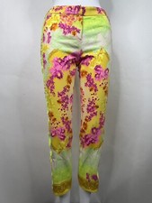 Vtg VERSACE SS2004 GREEN DONATELLA PRINT CROPPED PANTS IT 38