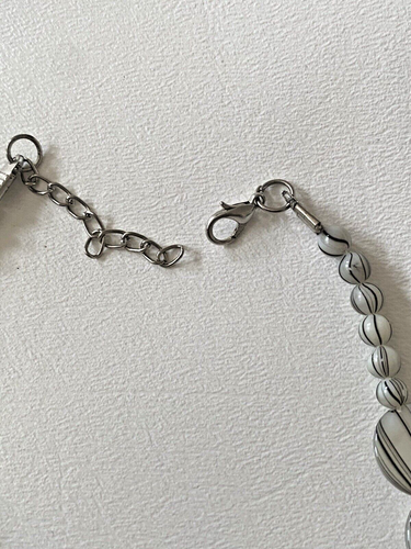 Wendbare Vintage Knochen oder Stein Perlen Halskette - flache Scheibe Perlen - 18" Karabiner - Bild 7 von 9
