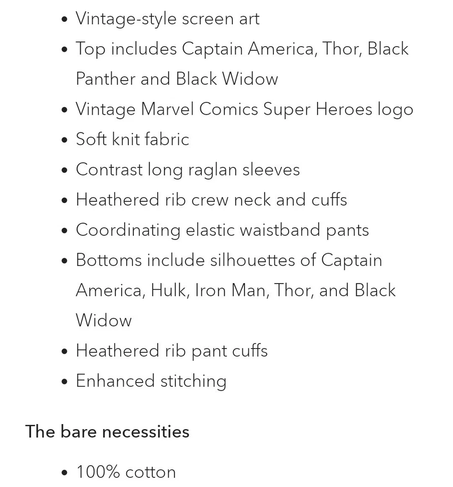 Disney Store Marvel Comics Superhéroe PJ Pal Pijama Conjunto Niños Talla 6 Nuevo Con Etiquetas Algodón Foto 4 de 4