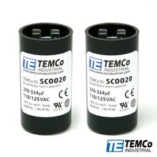 TEMCo 270-324 uf/MFD 110-125 VAC volts Round Start Capacitor 50/60 Hz -Lot-2