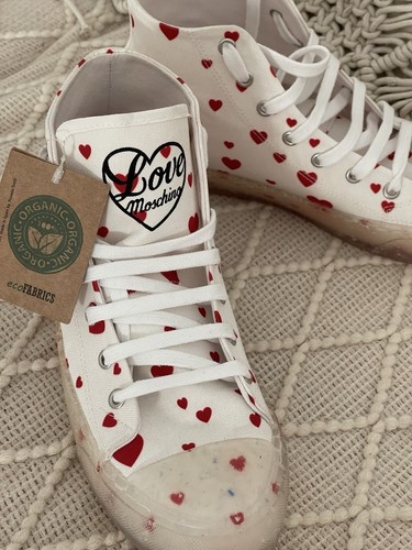 Love Moschino♥️ Damen Sneaker Weiß High rycecled Neu Herzen Valentinstag Edition - Bild 13 von 14