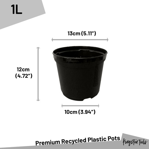 10x Premium Recycled Plastic Plant Pots 1L, 2L, 3L, 4L, 5x 10L, 15L, 3x20L Black - Picture 6 of 24