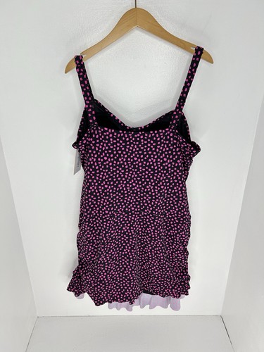 Swimsuits For All NWT One Piece Size 28 Black Pink Polka Dots Beach Resort NEW - Picture 8 of 14