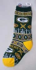 Green Bay Packers Socks Youth Size 1  to 5 Super Fan