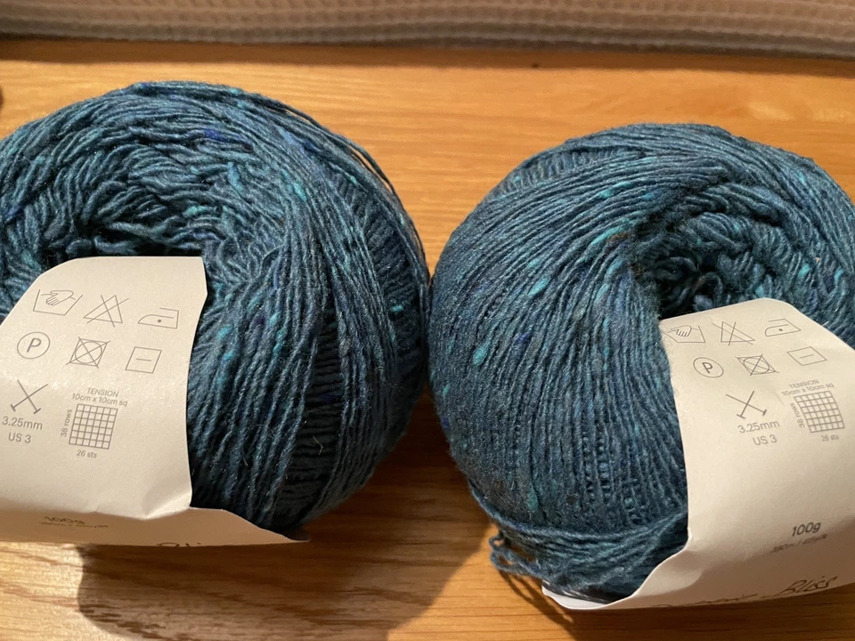 2 balls x 100g Debbie Bliss Fine Donegal Tweed in Teal -Sh 15 deep Greeny Blue - Image 4 of 4