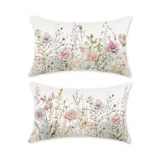 TAJWE Spring Floral Throw Pillow Covers 12x20 20" x 12" Pack of 2 , Green