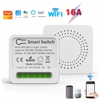 Tuya Mini Wifi Smart Switch 2-way Control Timer For Smart Home Alexa Google