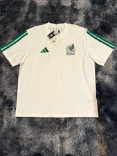 adidas Mexico Soccer Fan Shirt Jersey Top White Green Size XL