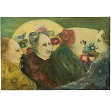 FREDERICK SPRAGUE Original Vintage Signed Illustration Family Portrait Painting