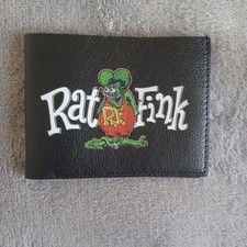 Rat Fink 1 Unisex Leather Bifold Gas Oil Black 4 CC Slots 1 ID Slot Wallet