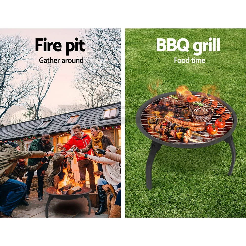 Fire Pit BBQ Charcoal Smoker Portable Outdoor Camping Pits Patio Fireplace 22"