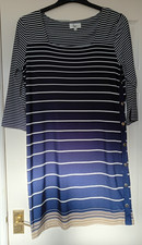 Klass Dress Size 14 - Blue Stripe, Button detail