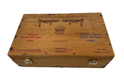 Baron Philippe de Rothschild Empty Wooden Bordeaux Wine Box 1980s 13x7.5x4 