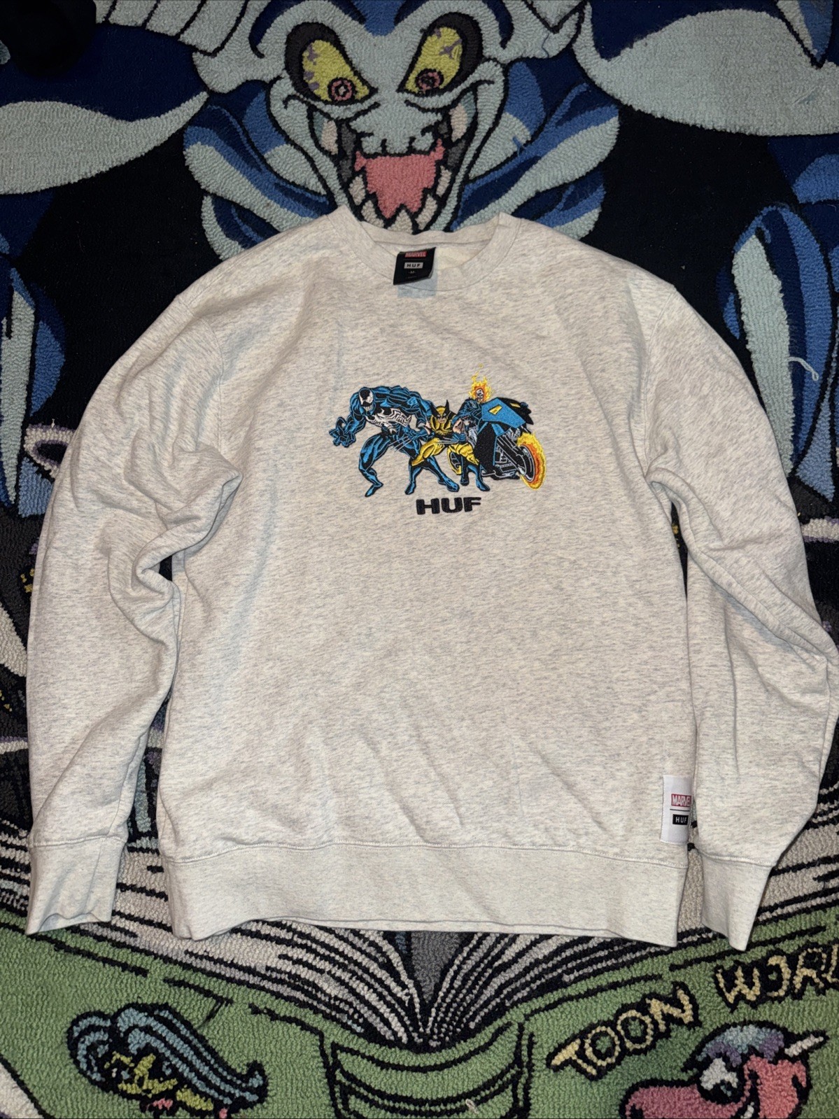 HUF x Marvel "Team Up" Adult Crewneck Sweatshirt Size M SOLD OUT