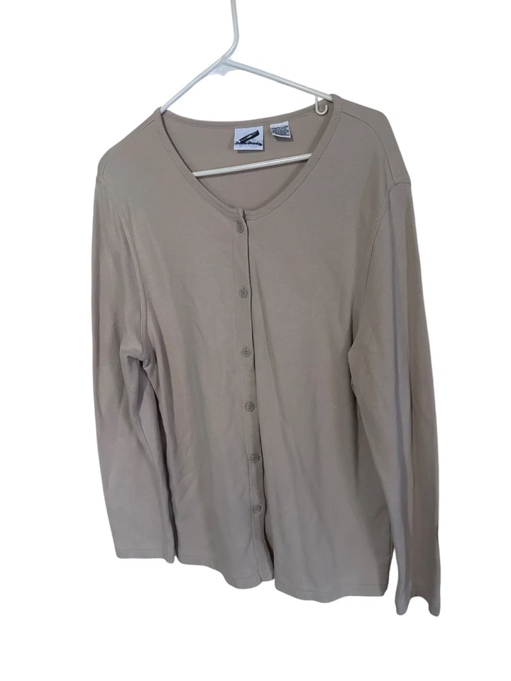 Bobbie Brooks Tostado Botón Algodón Cárdigan Suéter Talla XL Foto 4 de 4