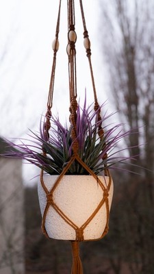Macrame hanging basket, Handmade plant hanger, hanging flower pot, boho