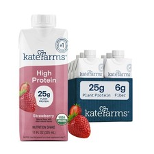 Kate Farms Organic 25g Protein Strawberry Meal Replacement Shake 11 Fl Oz 6 Pack