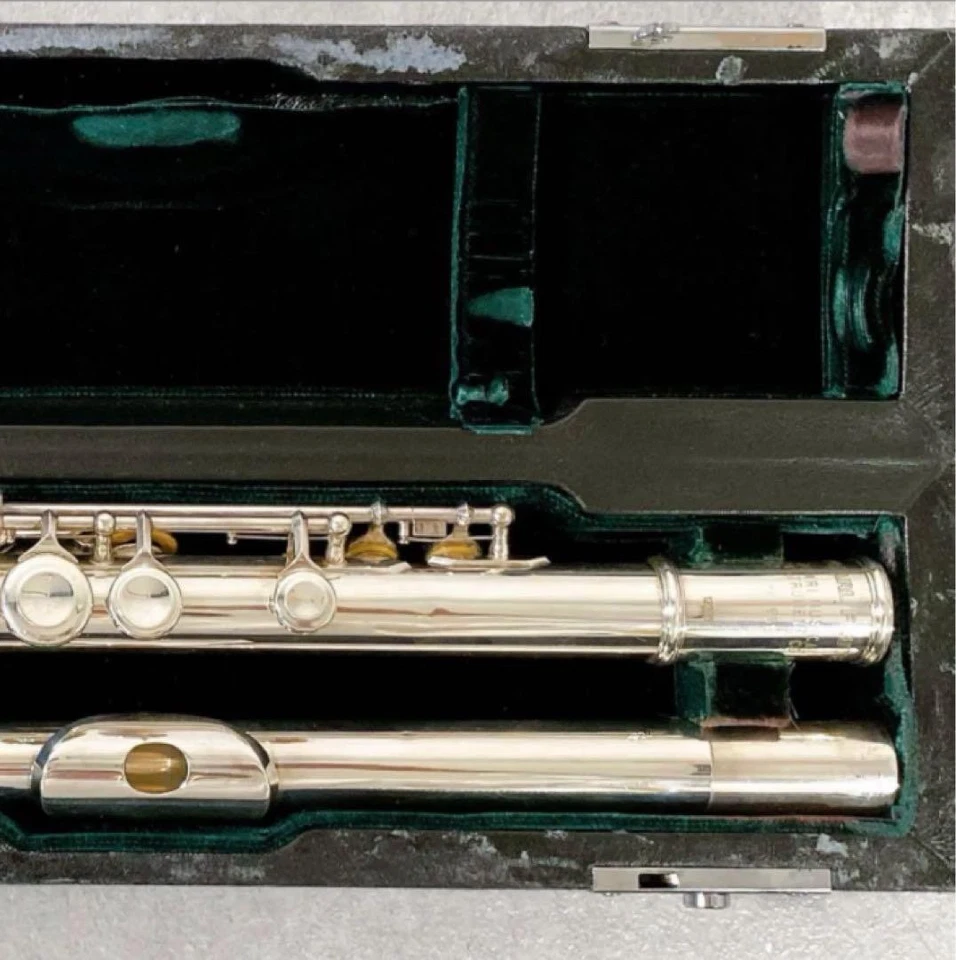 Flauta Pearl PF-661 plata maciza junta de cabeza mecanismo E usado con estuche rígido Foto 4 de 4