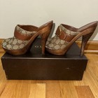 Gucci GG Monogram Peep-Toe Mule Style Women’s Wooden Heels With Dustbag and Box — photo 3