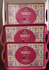 Home essentials set of 3 serving trays pink B...