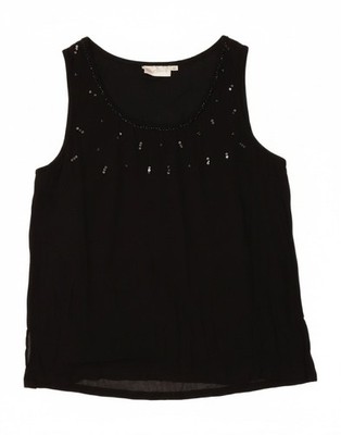ADINI Damen ärmellose Bluse Top UK 12 Medium schwarz Viskose AD14