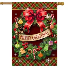 Briarwood Lane Adorned Wreath House Flag
