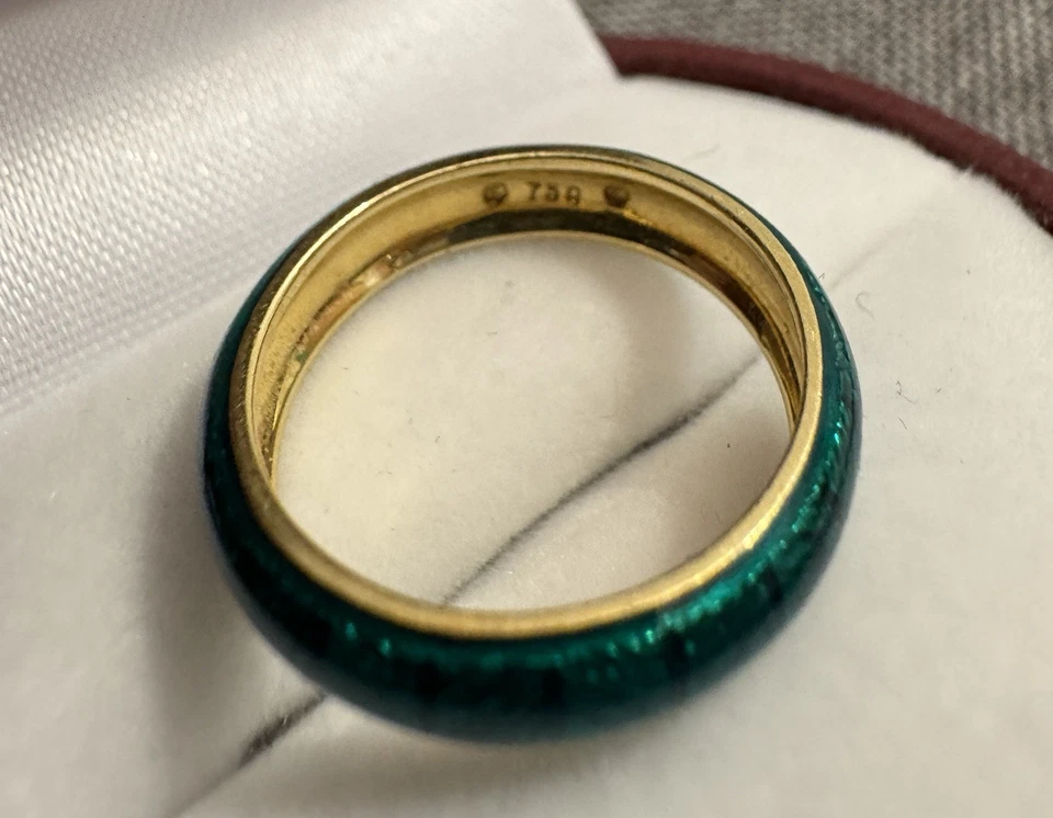 ANILLO Banda Eternidad Apilable Esmalte Oro 18k Vintage HIDALGO Talla 6 Foto 2 de 4