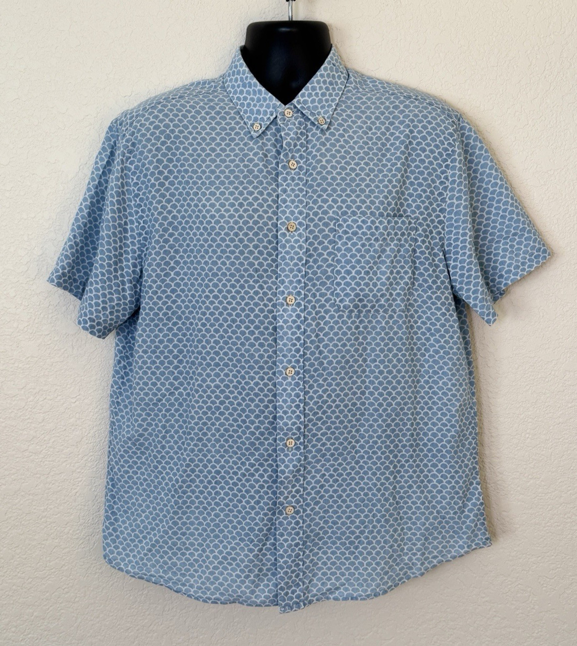 Faherty Mens Medium Button Down Fish Scale Short … - image 3