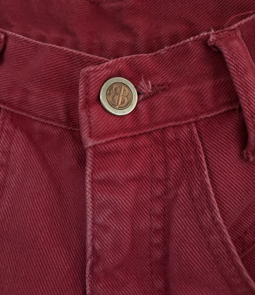 PANTALONES CORTOS VAQUEROS De Colección Años 80 90 RARO BILL BLASS Rojo Denim Mujeres 8 Mamá Cintura Alta Puños Foto 3 de 4