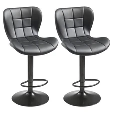Set of 2 Bar Stools Swivel Adjustable Bar Chair Modern PU Leather Pub Bar Chairs