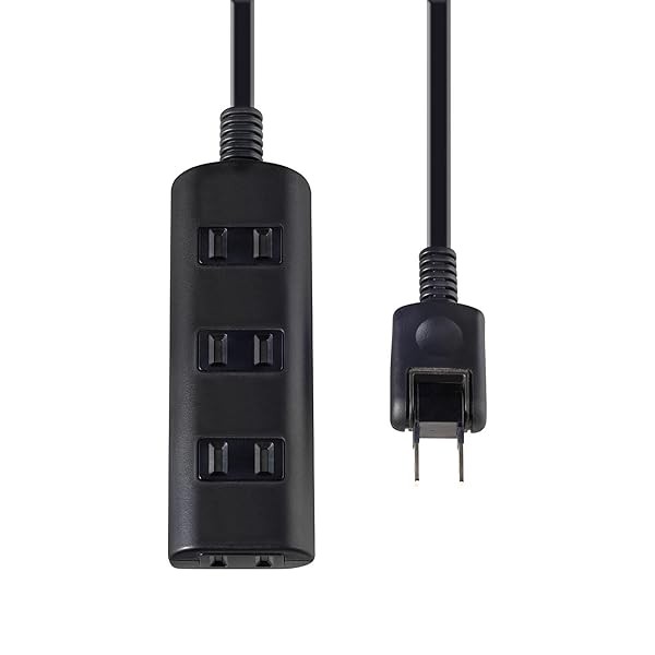ELPA Door-Mounted Tap Run Power Strip Extension Cord 125V 2m 4 Outlets Black FS