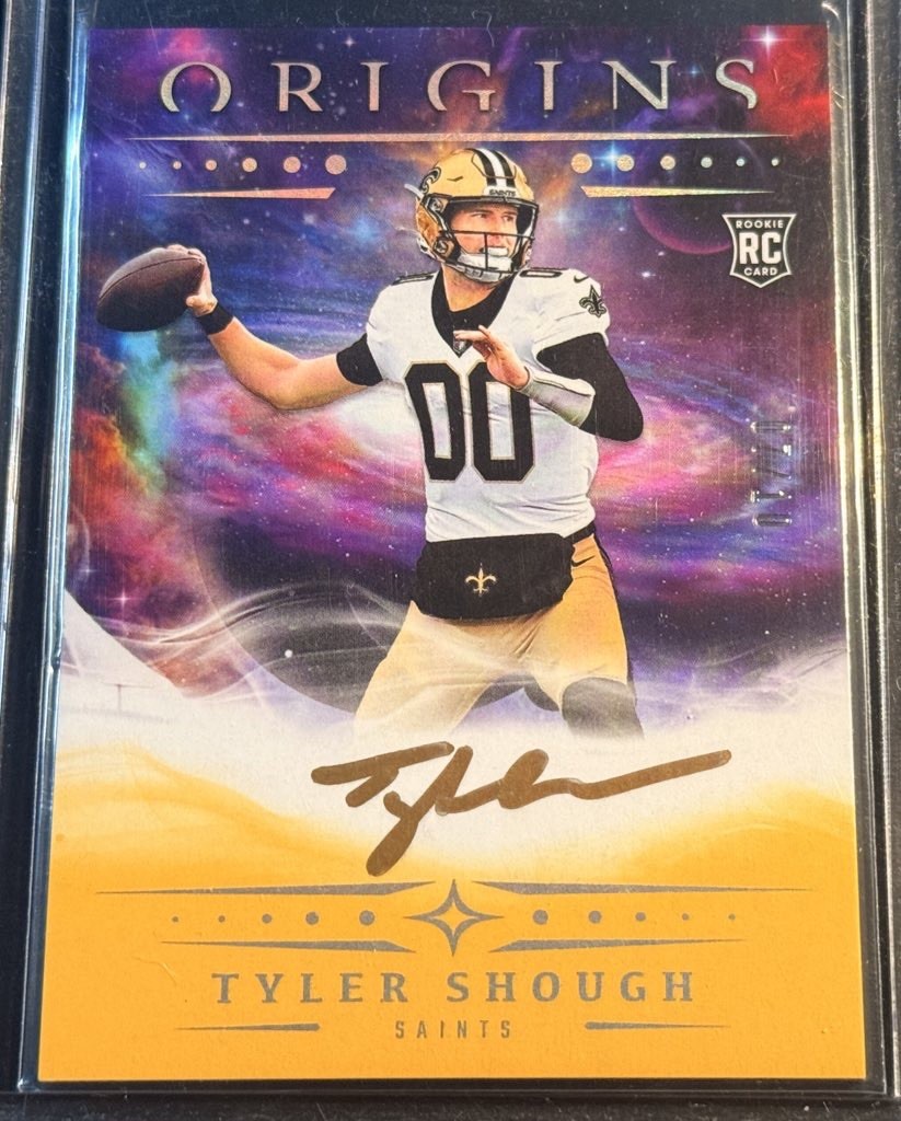 2025 Panini Origins Rookie Auto Gold 07/10 Tyler Shough #RA-TSH RC Saints