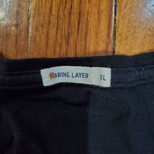 Marine Layer Shirt Men's XL Extra Large Black Short Sleeve Supima Cotton Blend - Picture 4 of 10
