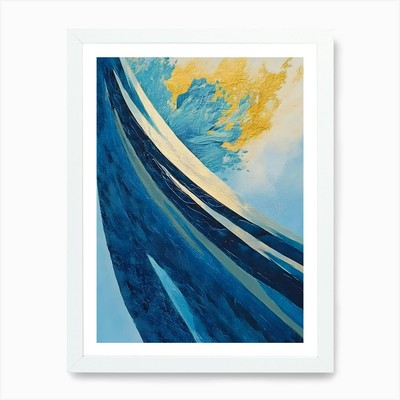 Blaue Welle 4 Kunstdruck gerahmt Wandbild Poster Leinwanddruck Bild