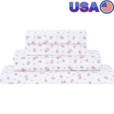 Soft Microfiber Full Bed Sheets Set Breathable Deep Pocket Floral Comfort New