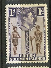 BRITISH SOLOMONS; 1938 early GVI Pictorial issue fine Mint lightly hinged 1d. 