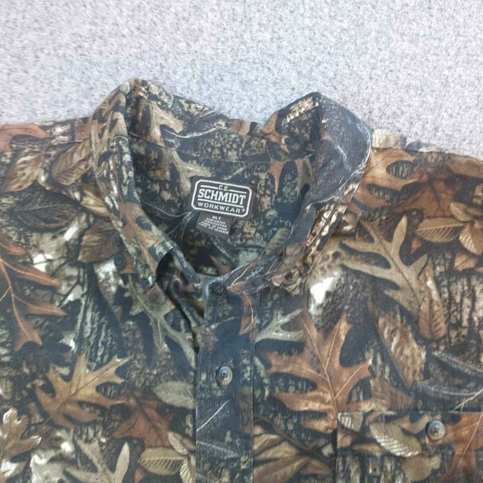 C.E Schmidt Workwear Leaf Camo Button Down Shirt Mens XLT Hunting Outdoors - Image 3 of 4