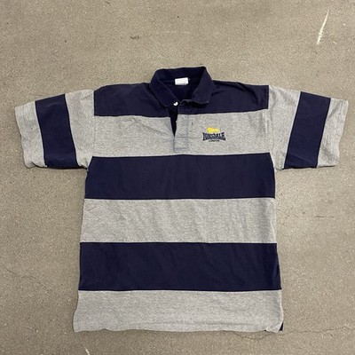Vintage Lonsdale London Polo Mens XL Striped Blue Gray