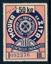 1934 Czechoslovakia 5kg Rye Flour Tax Revenue Stamp Csl Obilni Spolecnost III