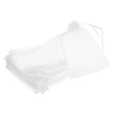 25pcs Organza Bags 8x12 Inch Drawstring Favor Pouches Sheer Mesh Bag White