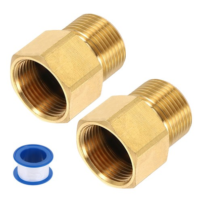 #ad 2Pcs Pressure Washer Adapter with Tape M22 14mm Male to M22 15mm Female Brass $17.14