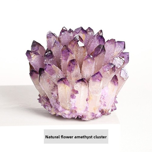 Natural Large Clear Quartz Crystal Cluster on Stand | Powerful Energy Purple - Picture 2 of 2