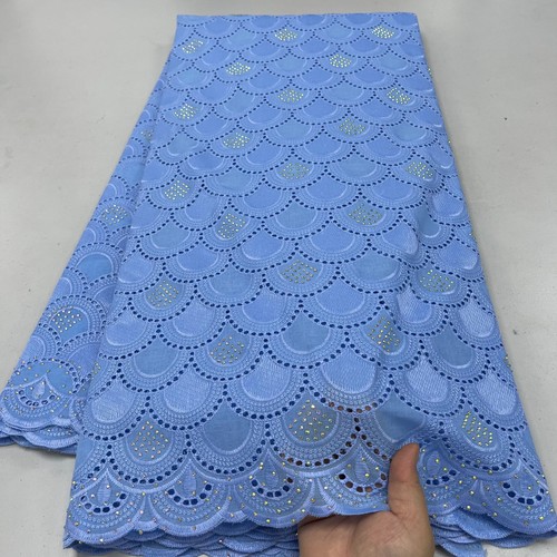YQOINFKS Fabric Stones 5 Yards African Swiss Voile Textile Mesh Lace Cotton New - Picture 13 of 15