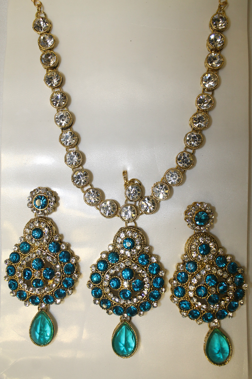 Nuovo Pezzo Testa Tikka Jhumar Matha Patti Diamante Indiano Costume - Foto 2